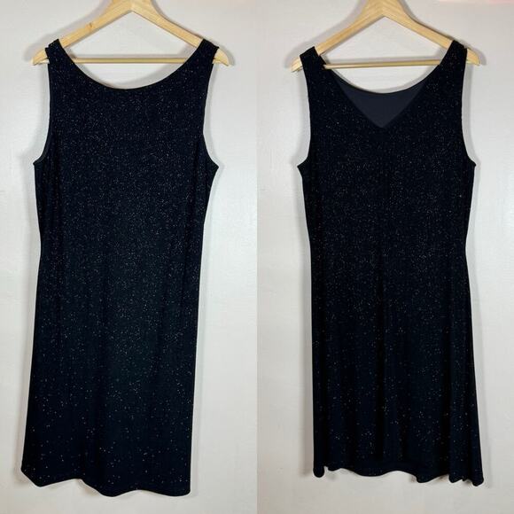 NWT VTG Y2K 90s Plus Size Coldwater Creek Stretch Sheath Midi Dress Black XL - Picture 1 of 11